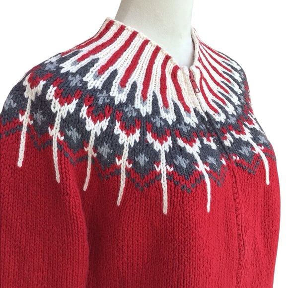Marisa Christina Vintage Knitted By Hand Fair Isle Zip Cardigan - Picture 10 of 11